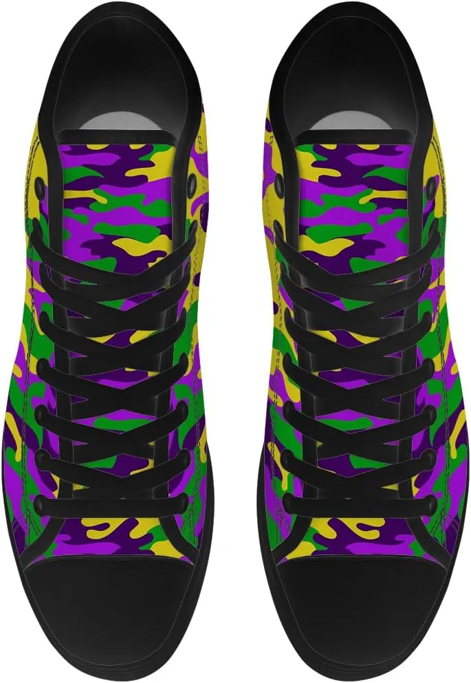 Carnival High Top Canvas Shoes Purple Green Yellow High Top Sneakers Lace Up Casual Shoes Gifts for Women Men