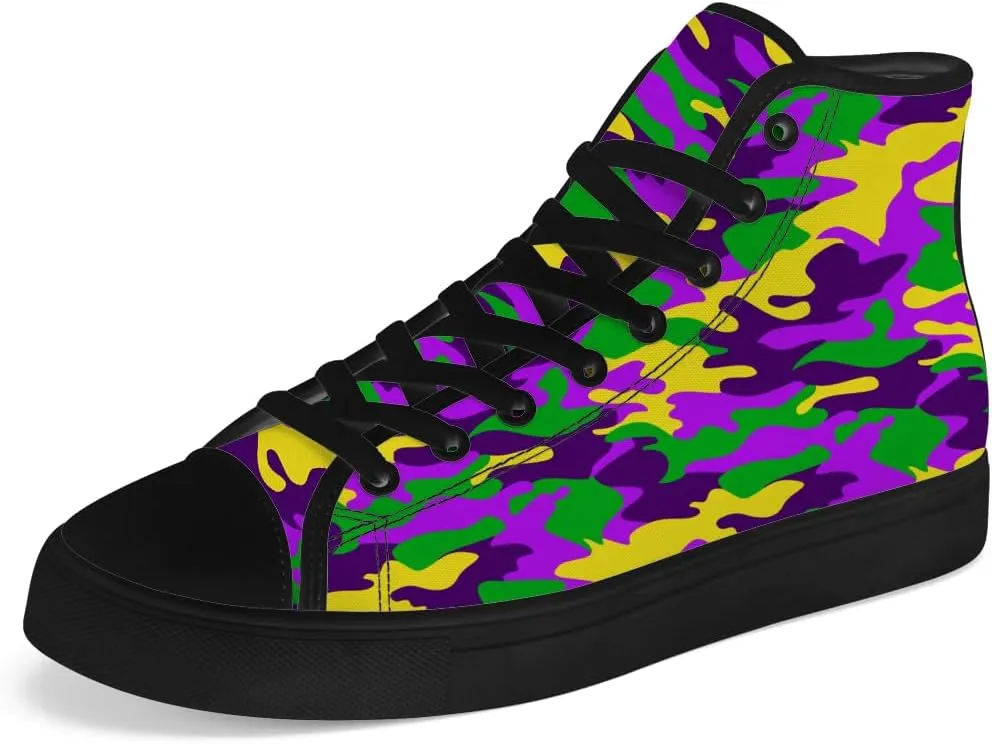 Carnival High Top Canvas Shoes Purple Green Yellow High Top Sneakers Lace Up Casual Shoes Gifts for Women Men