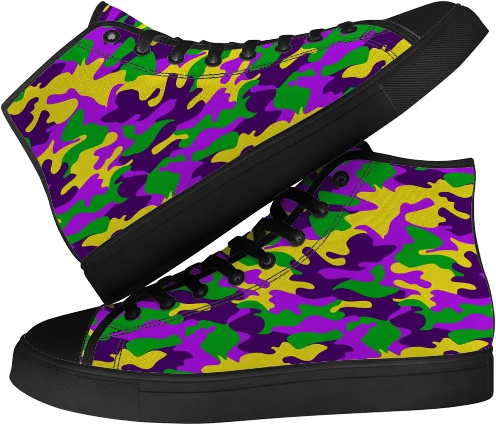 Carnival High Top Canvas Shoes Purple Green Yellow High Top Sneakers Lace Up Casual Shoes Gifts for Women Men