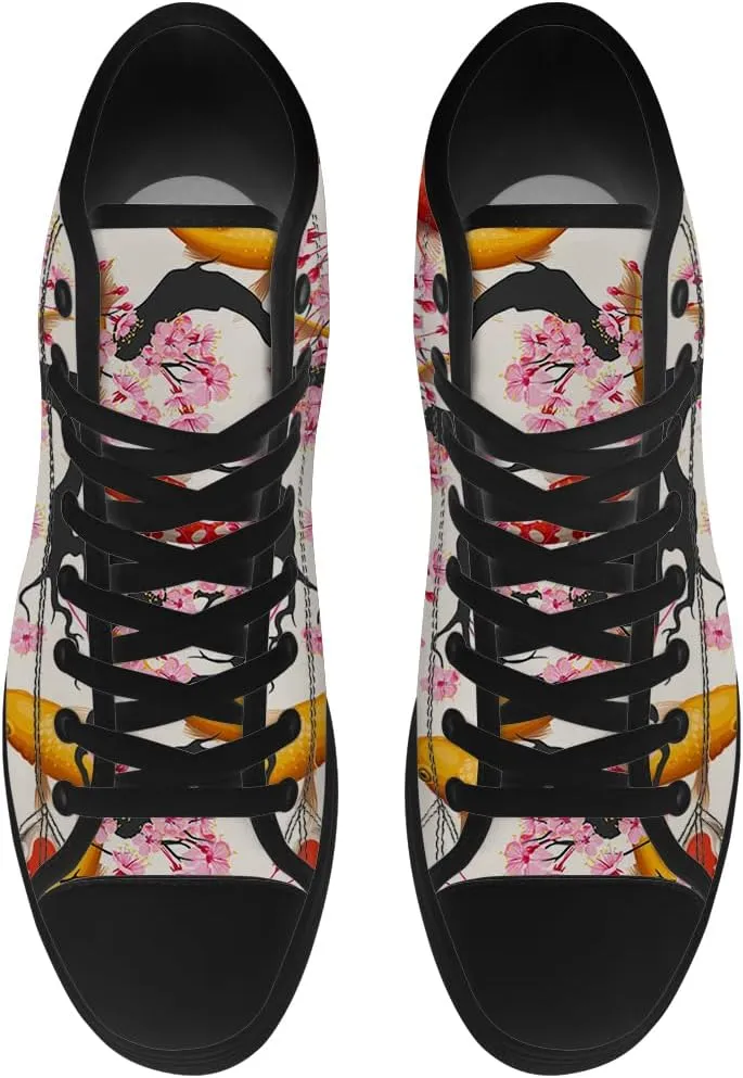 Carp High Top Canvas Shoes Mens Womens Fish High Top Sneakers Lace Up Casual Shoes Gifts for Men Women