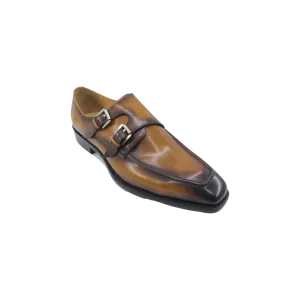 Carrucci Cognac Double Monk Straps Leather Shoe KS509-05