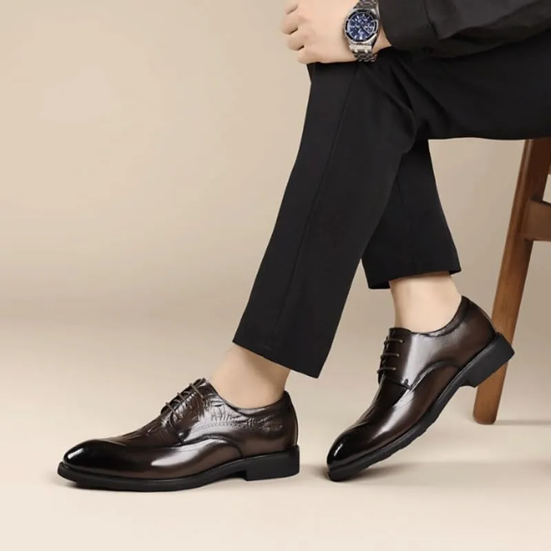 Casual Business Oxford Derby Leather Shoes Men's Classic Lace Up Dress Shoes Fashion Breathable Prom Wedding Dress Shoes