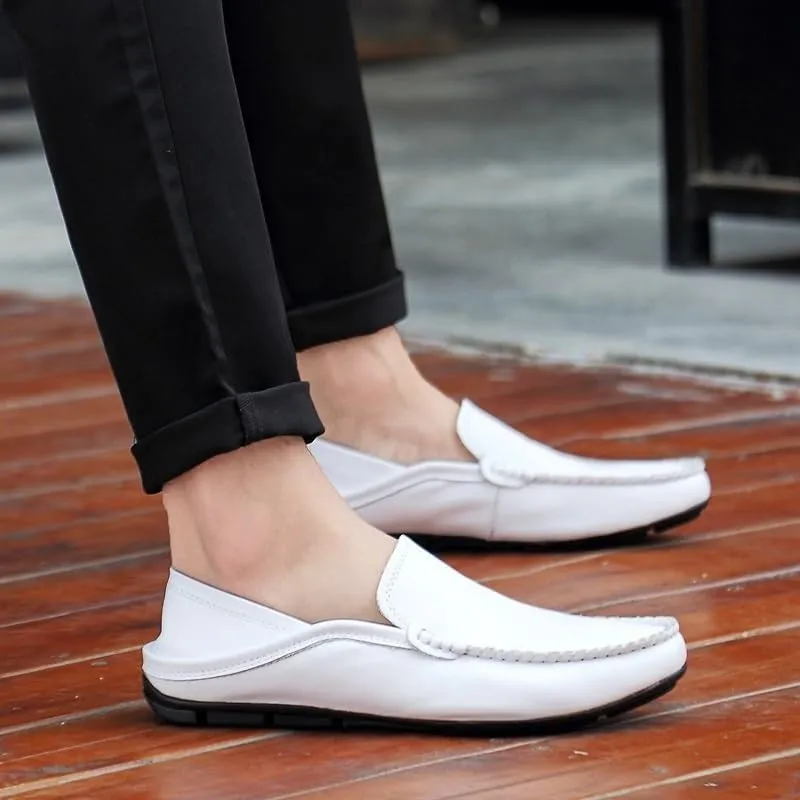 Casual Loafers for Mens Faux Leather Prom Wedding Solid Color Round Toe Anti-Slip Slip Resistant Rubber Sole Shoe Slip On