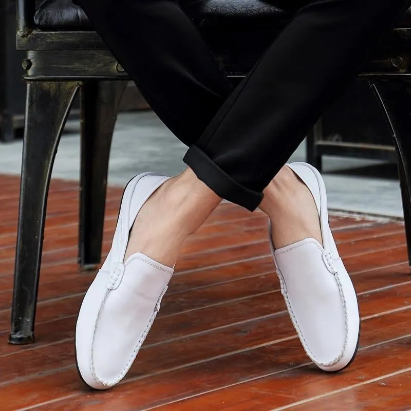 Casual Loafers for Mens Faux Leather Prom Wedding Solid Color Round Toe Anti-Slip Slip Resistant Rubber Sole Shoe Slip On