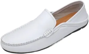 Casual Loafers for Mens Faux Leather Prom Wedding Solid Color Round Toe Anti-Slip Slip Resistant Rubber Sole Shoe Slip On
