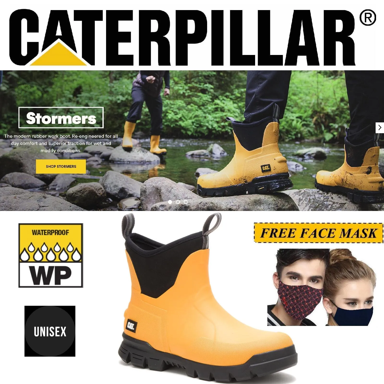 Caterpillar Casual 6" Stormers Unisex Boots Waterproof | P724050 | Yellow