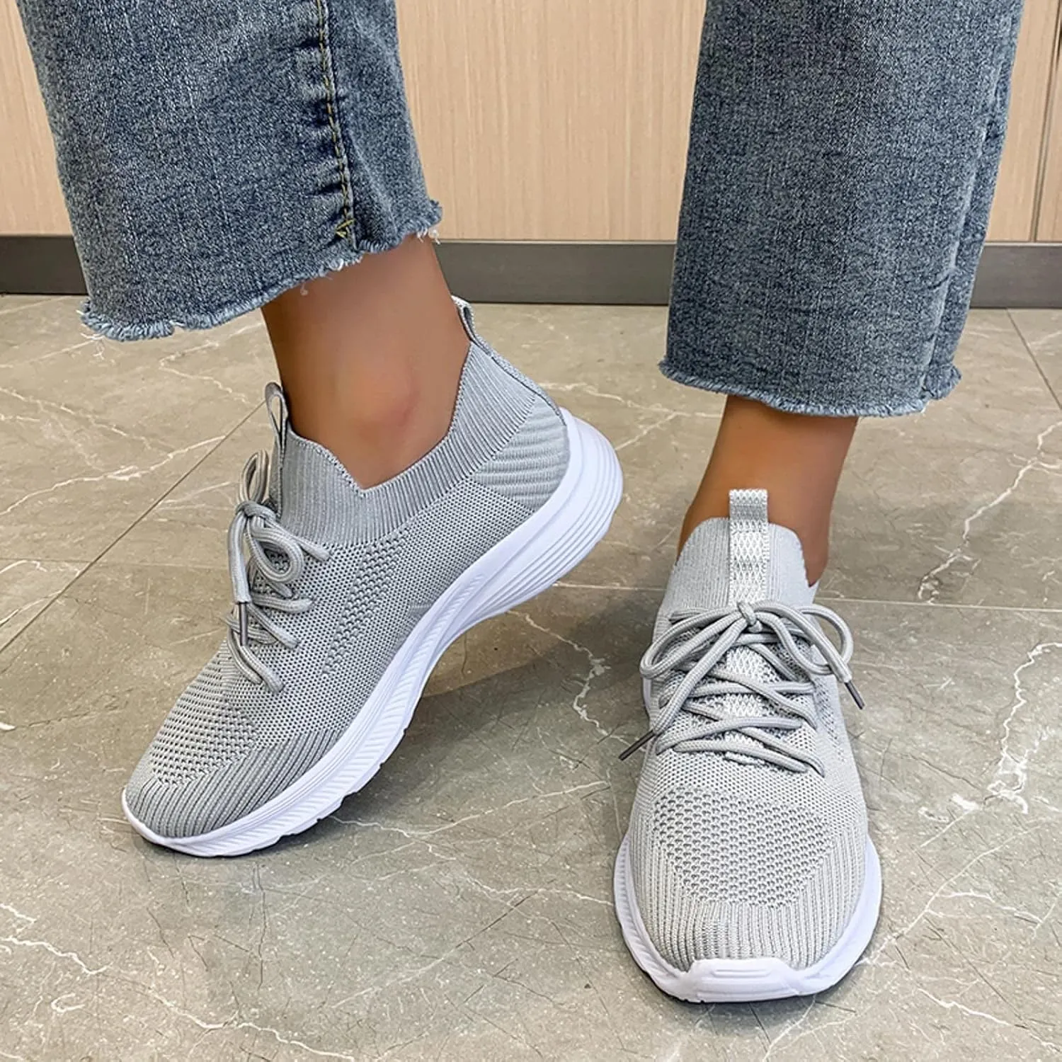 Cathalem Sneakers for Women Slip On Walking Shoes Non Slip Running Shoes Breathable Tennis Workout Shoes Gym Sneakers