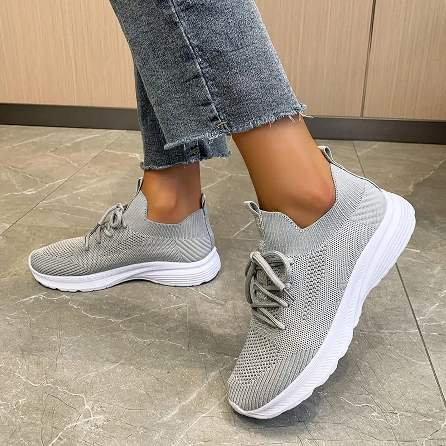 Cathalem Sneakers for Women Slip On Walking Shoes Non Slip Running Shoes Breathable Tennis Workout Shoes Gym Sneakers