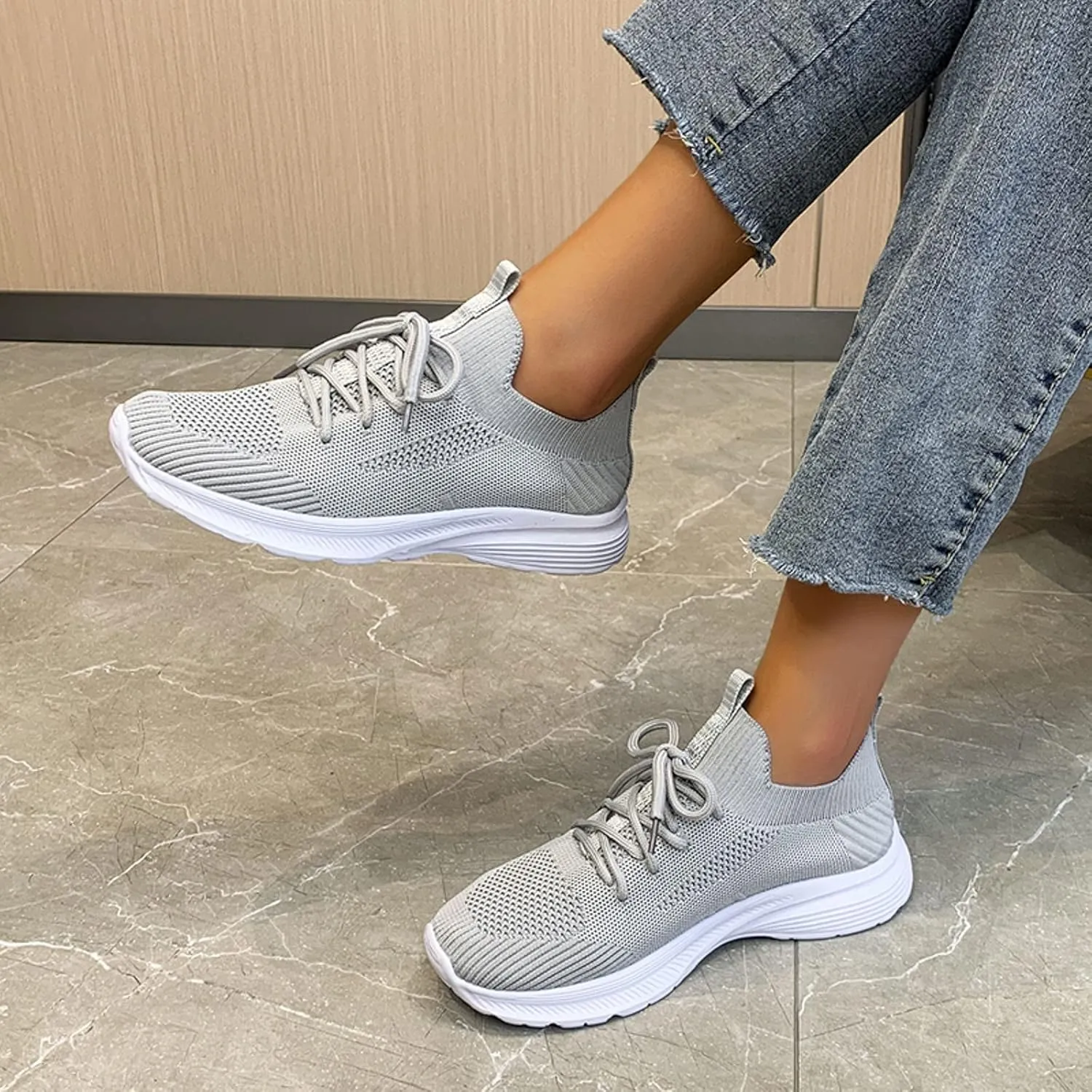 Cathalem Sneakers for Women Slip On Walking Shoes Non Slip Running Shoes Breathable Tennis Workout Shoes Gym Sneakers