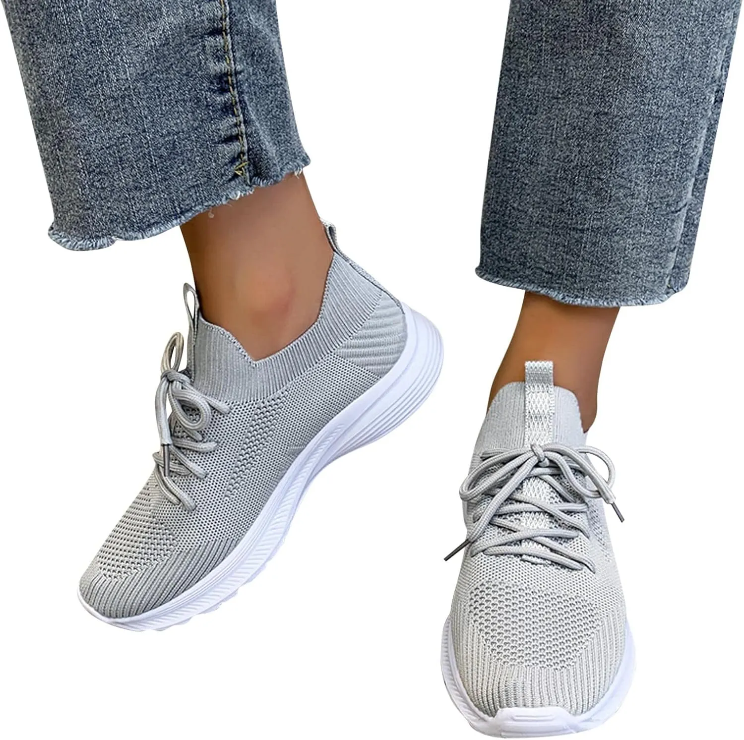 Cathalem Sneakers for Women Slip On Walking Shoes Non Slip Running Shoes Breathable Tennis Workout Shoes Gym Sneakers