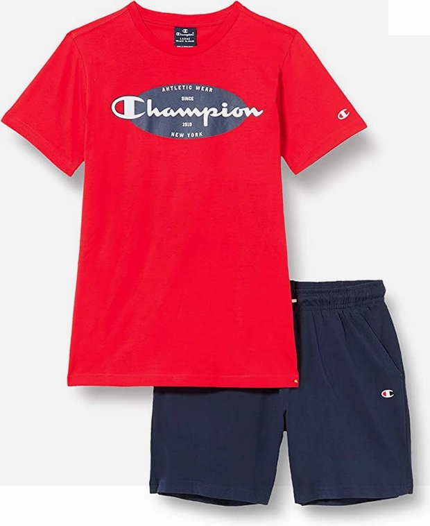 Champion completino da ragazzo Legacy Graphic T-shirt   Bermuda 306314 RS046 HRR red-navy Comfortable apparel