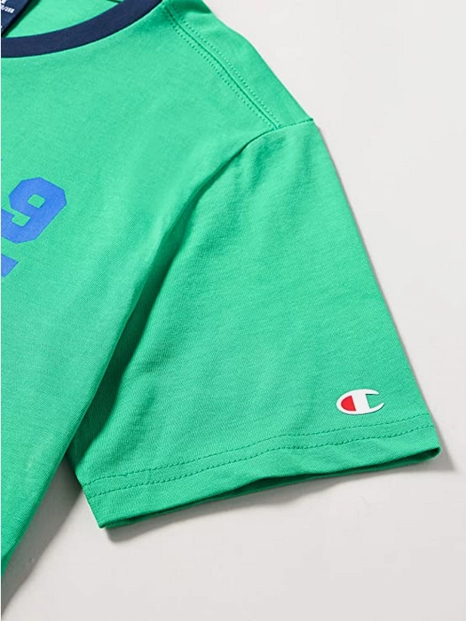 Preppy Champion completino da ragazzo Legacy Graphic T-shirt + Bermuda 306315 GS004 ELG verde-blu