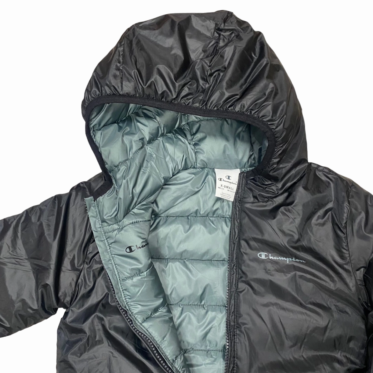 Champion Giubbotto con cappuccio reversibile 306570 NBK/BLG nero-blu train journey Shock Absorbent Padding