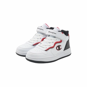 Champion scarpa sneakers alta da bambino Rebound Alter Mid S32724 WW012 bianco-nero-rosso plain - design shoes