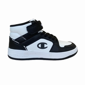 Champion scarpa sneakers da ragazzo con laccio e velcro S32413-WW019 bianco-nero High Traction Tread
