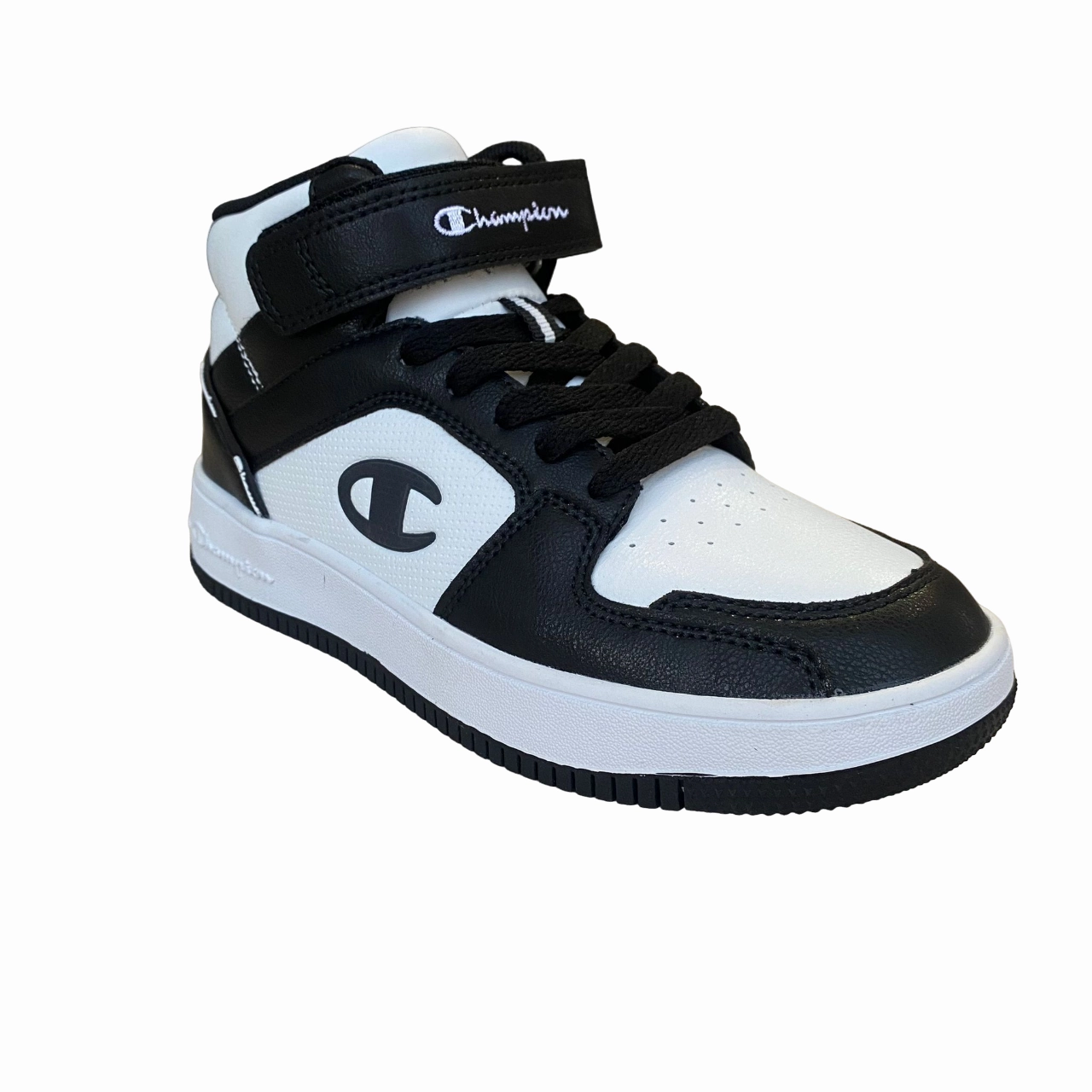 Smooth Finish Giftable Champion scarpa sneakers da ragazzo con laccio e velcro S32413-WW019 bianco-nero