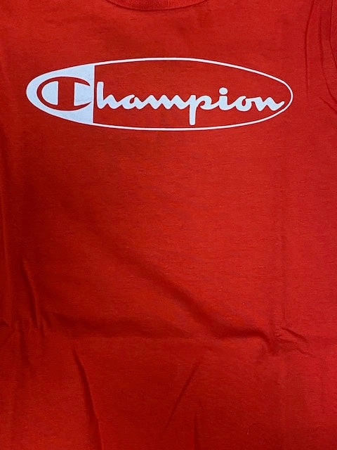 Longline Hemline Men's masculinity Champion T-shirt da ragazzo manica corta Legacy Graphic 306308 RS046 HRR red