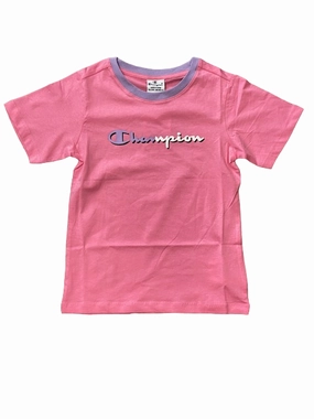 Fresh Outfit Style Champion T-shirt manica corta da ragazza Legacy C-Color Logo 404670 PS074 rosa