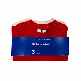 Champion 3 magliette manica corta da bambina 306900 RS069 rosso-panna-rosa Chic and Soft Everyday Trend