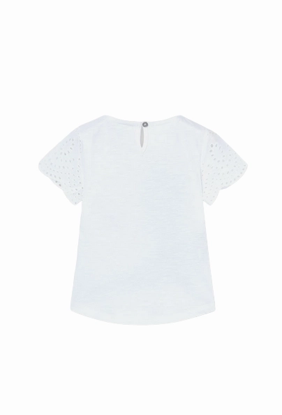 Boboli Maglietta manica corta in jersey combinato da bambina 438061 1100 bianca Everyday Casual Light and Fresh