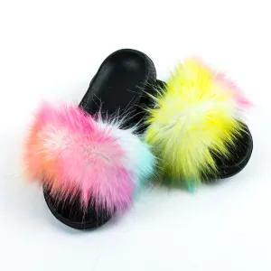 Chicvane Multicolor Fur Slides Shoes Home Furry Sleepers