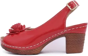 Chunky Sandals for Women 2025 Square Peep Toe Mule Sandals Adjustable Ankle Strap Buckle Shoes 3D Flowers Leather Vamp Bohemian Sandal Non-Slip Rubber Sole Travel Vacation Beach Shoes