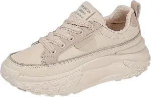 Chunky Sneakers for Women Trendy, Fashion Sneakers for Women 2024 Platform,Comfortable Canvas Tennis Shoes for Women Low Top Casual Lace Up Fashion Walking Sneakers