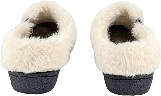 Clarks Indoor and Outdoor Grey Slipper Warm Plush Wool Mule Slip-On Fur Lined Clogs