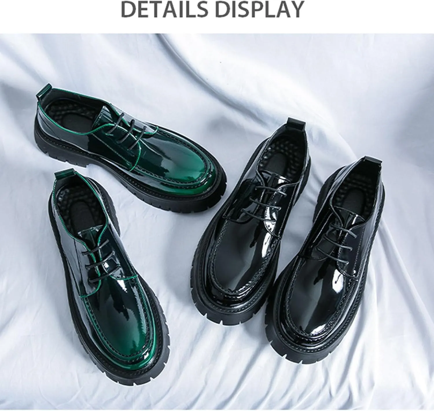 Classic British Style Thick Soled Leather Shoes for Men Fashionable Patent Leather Business Formal Leather Shoes Casual Non Slip Shiny Leather Shoes