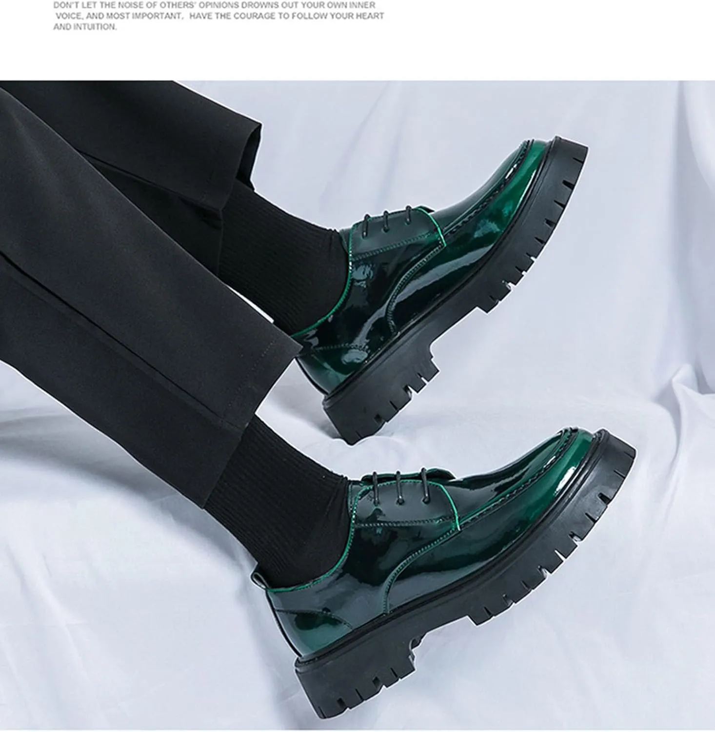 Classic British Style Thick Soled Leather Shoes for Men Fashionable Patent Leather Business Formal Leather Shoes Casual Non Slip Shiny Leather Shoes