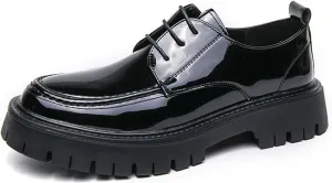 Classic British Style Thick Soled Leather Shoes for Men Fashionable Patent Leather Business Formal Leather Shoes Casual Non Slip Shiny Leather Shoes