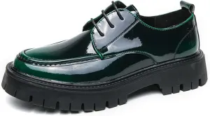 Classic British Style Thick Soled Leather Shoes for Men Fashionable Patent Leather Business Formal Leather Shoes Casual Non Slip Shiny Leather Shoes