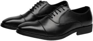 Classic Mens Dress Formal Shoes Italian Leather Lace Up Cap Toe Design Prom Wedding Anti-Slip Casual