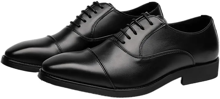 Classic Mens Dress Formal Shoes Italian Leather Lace Up Cap Toe Design Prom Wedding Anti-Slip Casual