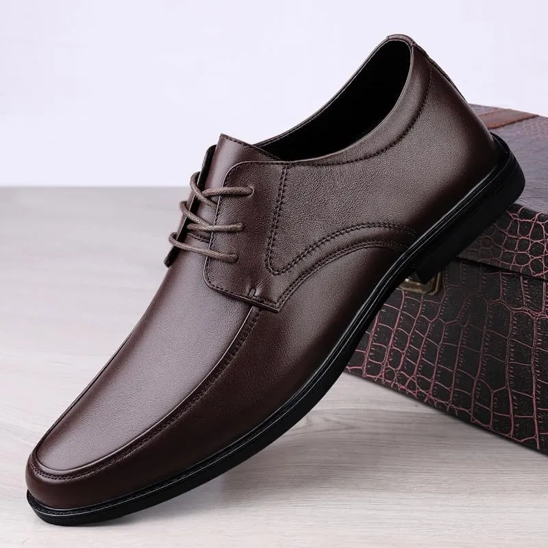 Classic Men's Leather Dress Shoes Men Lace Up Formal Business Oxford Shoes Comfortable Casual Derby Shoes for Men