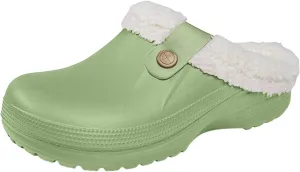 Clog Slippers for Women Lined Croc Memory Foam Warm Garden Shoes Slippers Winter Waterproof Indoor Outdoor Shoes