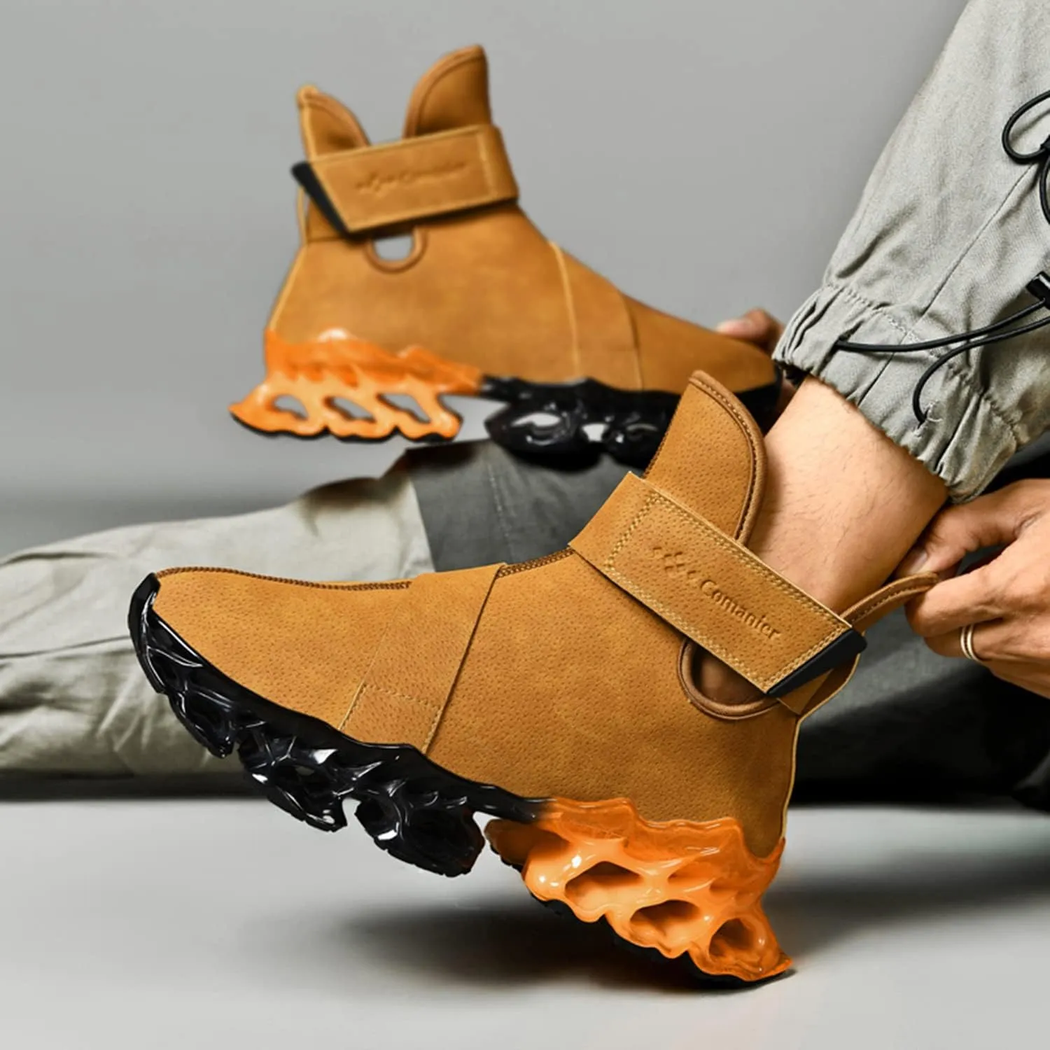 Comanier Mens Hiking Boots Winter Warm Snow Boots Waterproof Leather Insulated Backpacking Outdoor Shoes