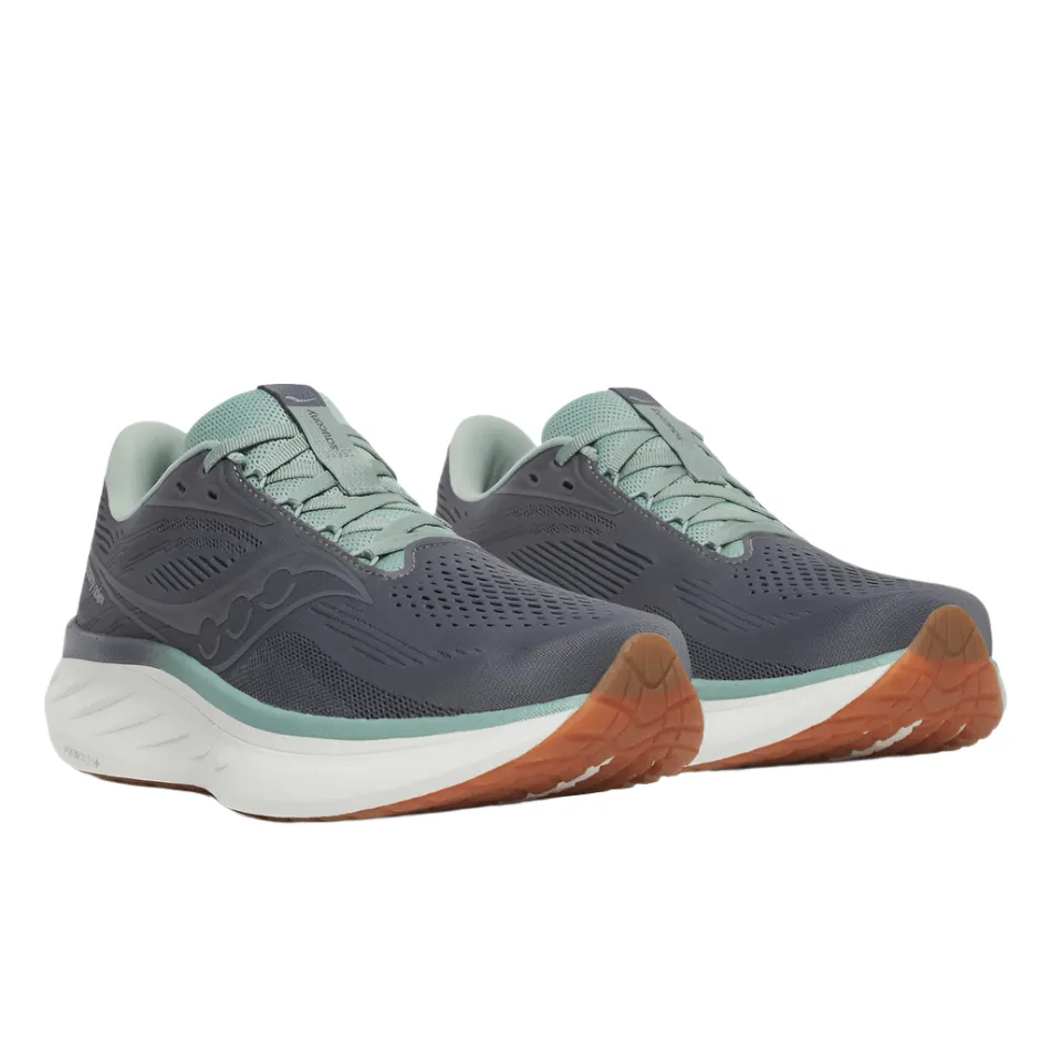 competitive - level shoes eco - friendly running shoes Saucony Men's Ride 18 Running Shoes in Carbon/Iceberg AW25