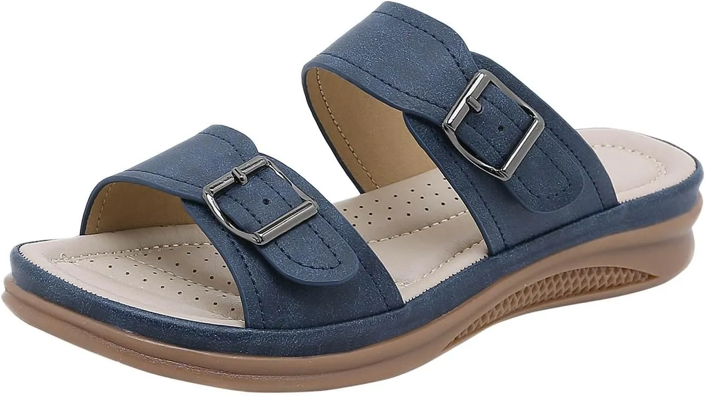 Comfortable Sandals for Women Platform Walking Sandal Dressy Casual Open Toe Walking Shoes Wedge Cushioning Slippers Orthopedic Arch Support Sandal Soft Indoor Outdoor Shoes