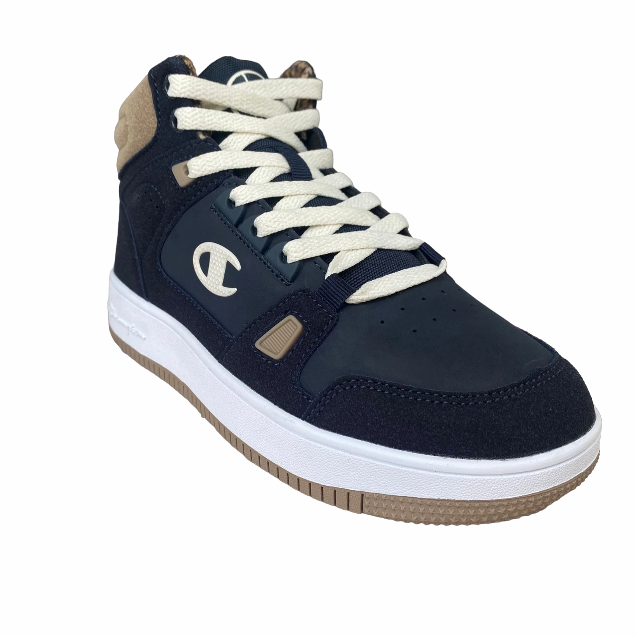 Champion scarpa sneakers alta da ragazzo Rebound Mid Winterized S32719 BS501 blu-bianco-beige anti - microbial coating shoes