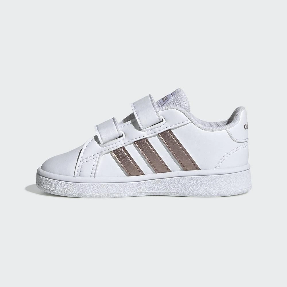 promote healthy running Adidas scarpa sneakers con strappo da bambino Grand Court I EF0116 bianco