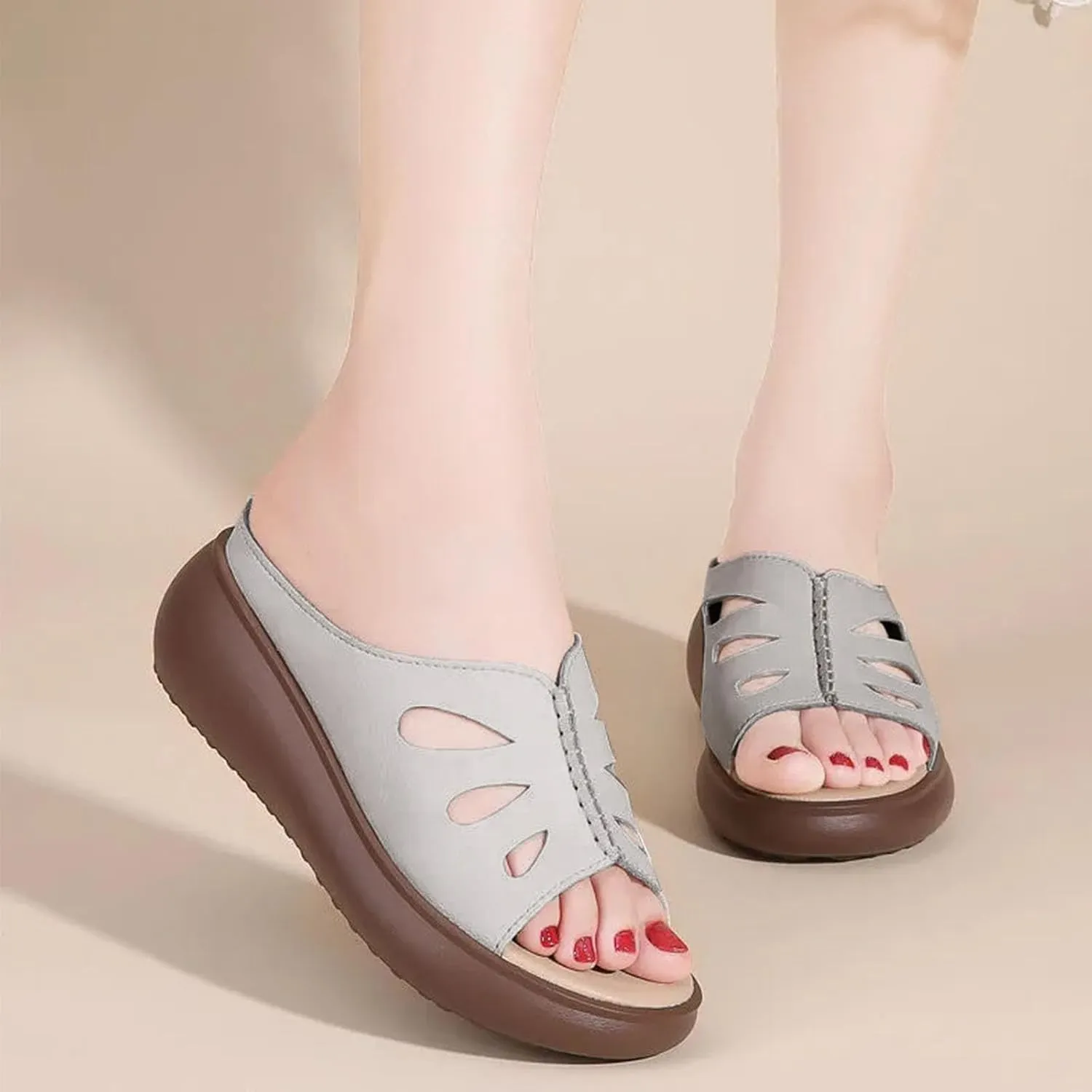Comfy Platform Sandals for Women Casual Slip on Sandals Dressy Wedge Sandals with Arch Support Summer Beach Sandales