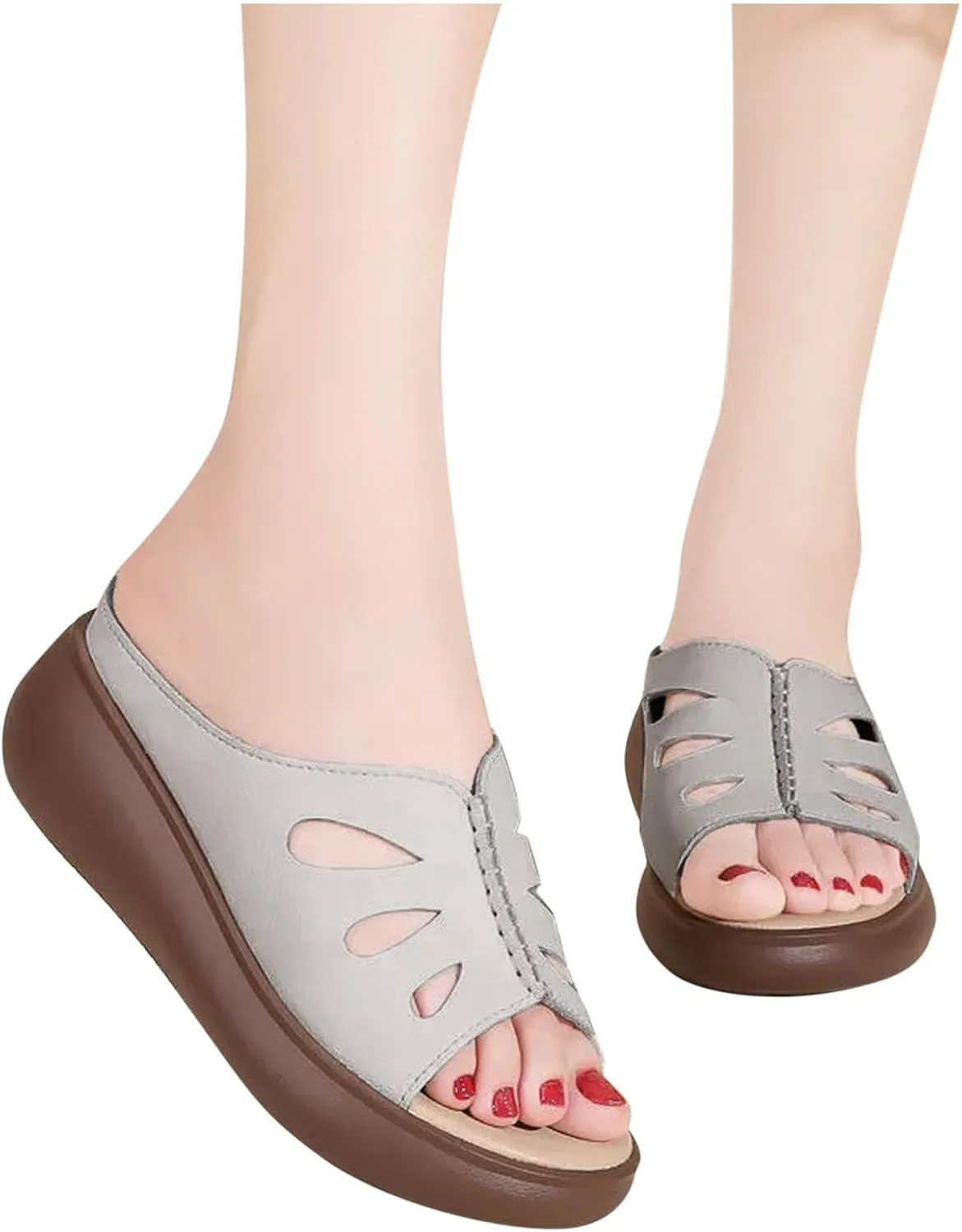 Comfy Platform Sandals for Women Casual Slip on Sandals Dressy Wedge Sandals with Arch Support Summer Beach Sandales