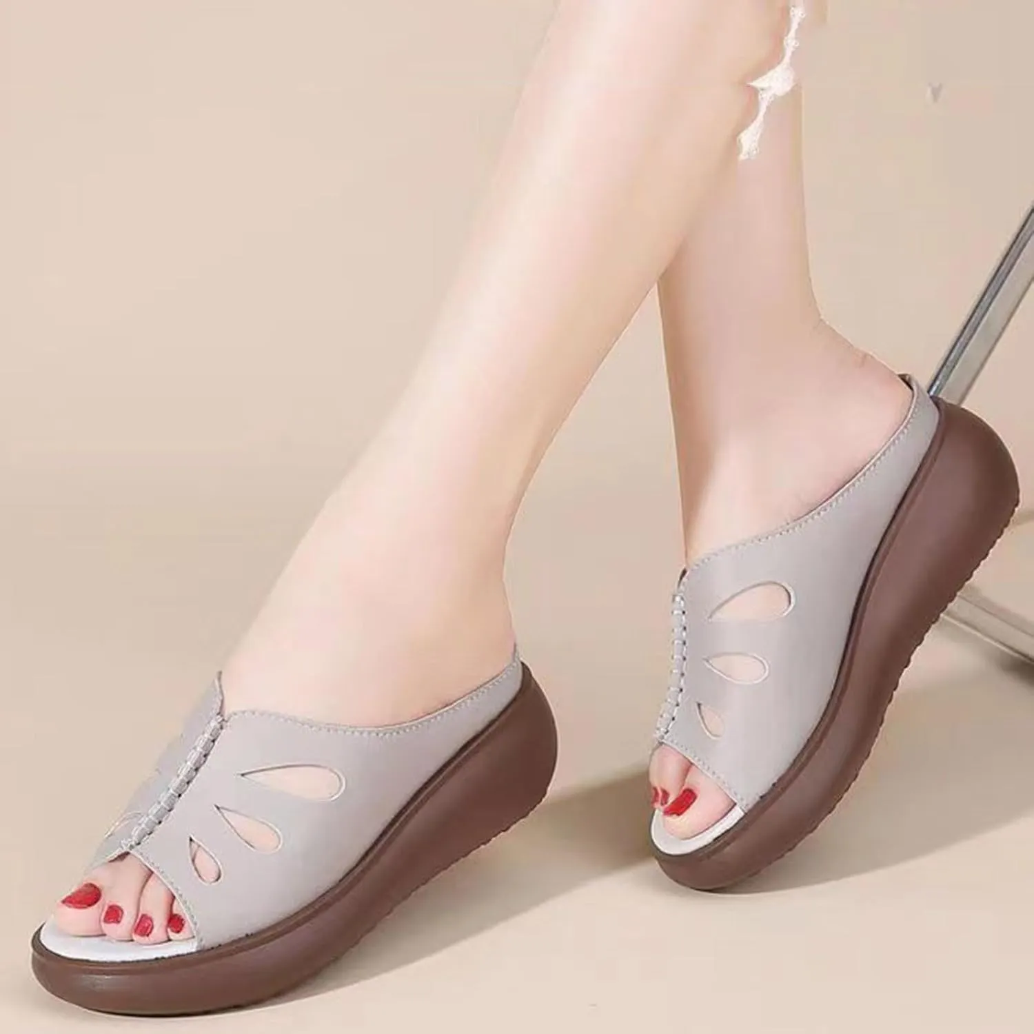 Comfy Platform Sandals for Women Casual Slip on Sandals Dressy Wedge Sandals with Arch Support Summer Beach Sandales