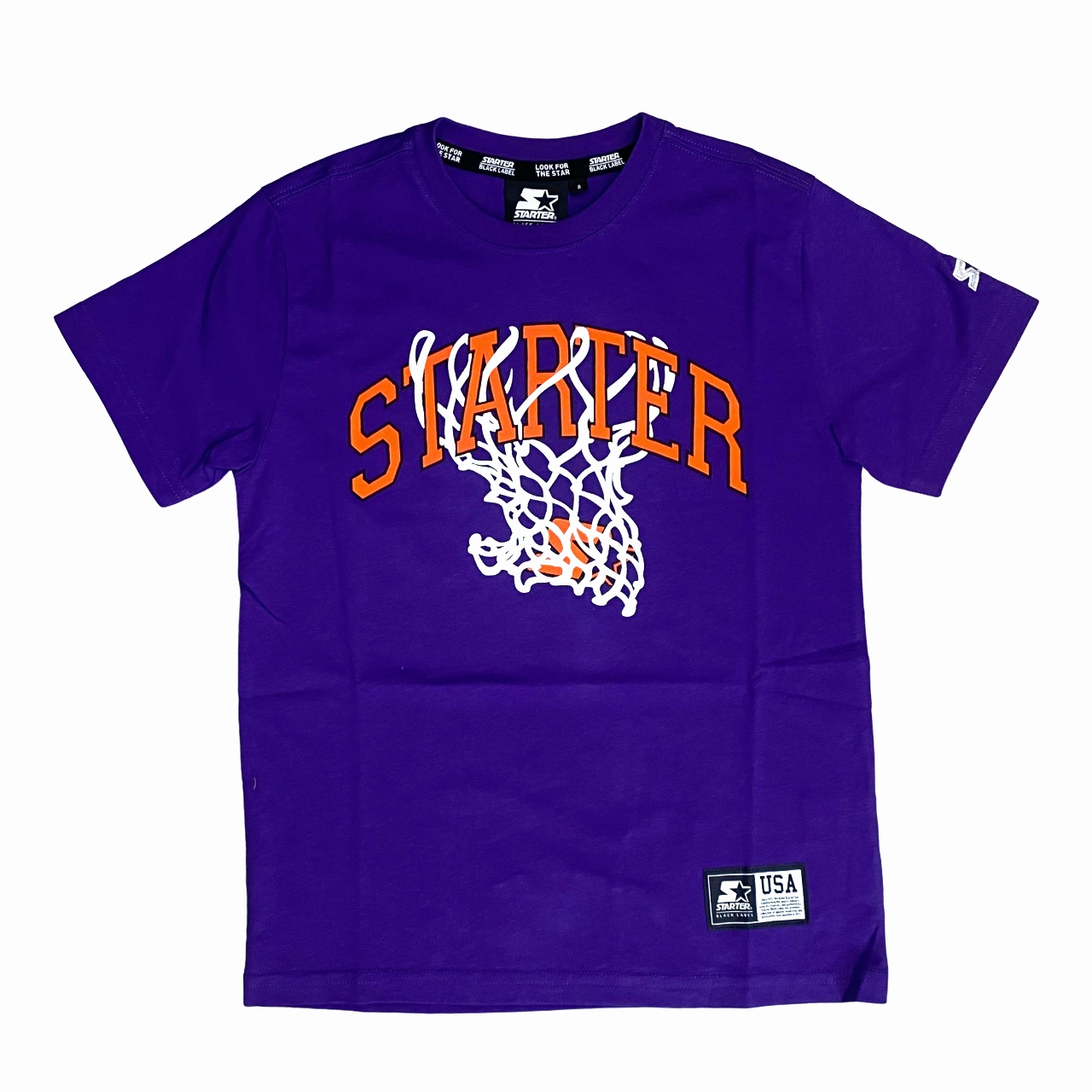 Starter maglietta manica corta da ragazzo con stampa avanti 1251 viola Fashionable Option Ribbed Collar Design