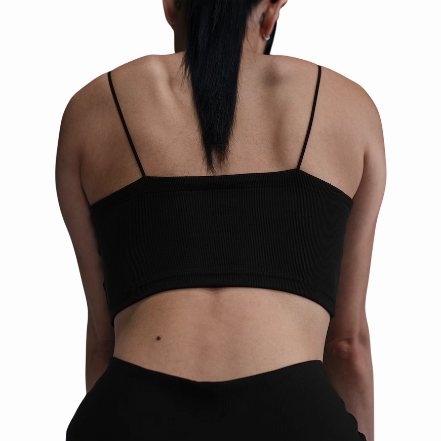 air based Odor Resistant Tech Nike Top corto da donna aderente 2 in 1 a mini costine HJ1299-010 nero