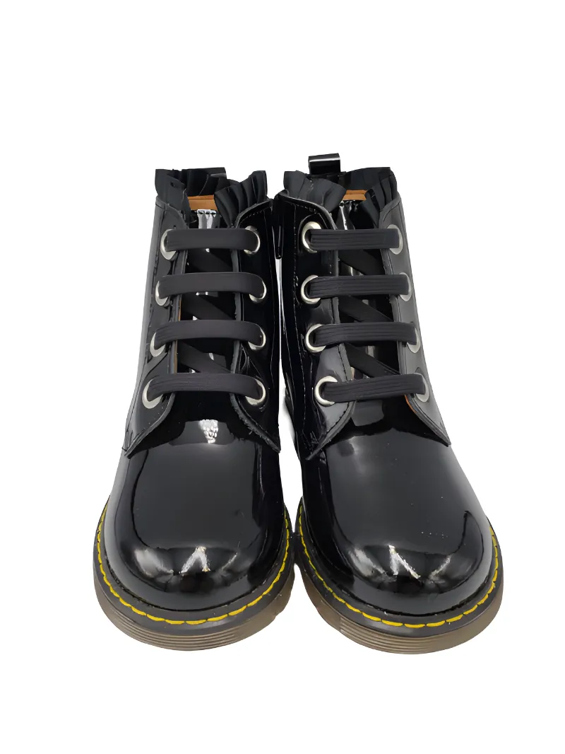 Confetti Black Patent Combat Boot 8217