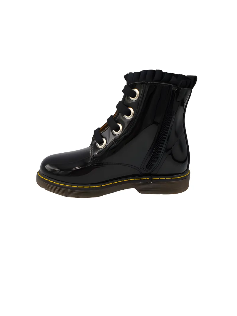 Confetti Black Patent Combat Boot 8217