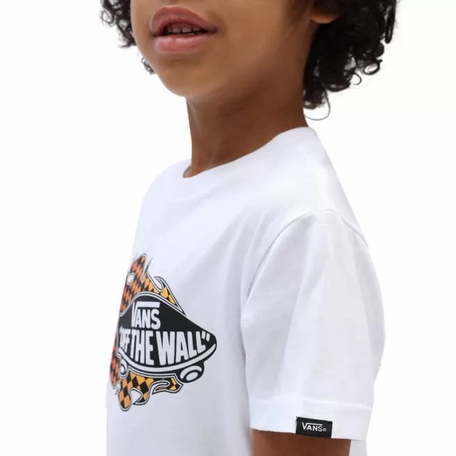 Soft Cotton Feel Smooth Finish Vans maglietta manica corta da bambino Flame VN0A5KPFWHT bianco