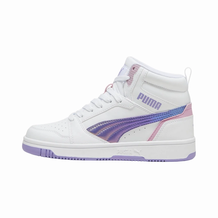Puma scarpa sneakers da ragazza Rebound V6 Mid Bouncy Sky 398725-01 bianco-lavanda Directional Flex Grooves Trail Adventure